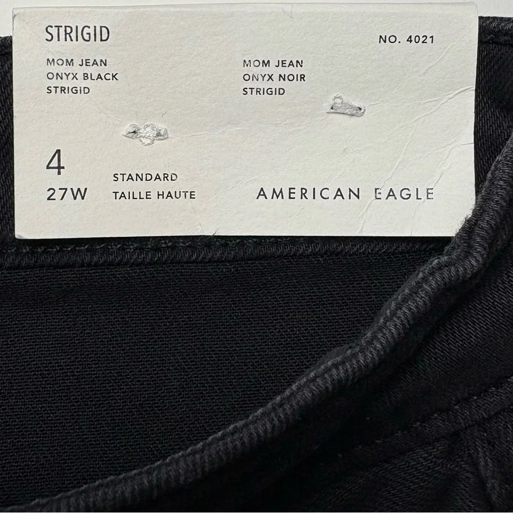 NWT American Eagle Strigid Ripped Mom Jeans 4 Onyx Black Distressed Destroyed